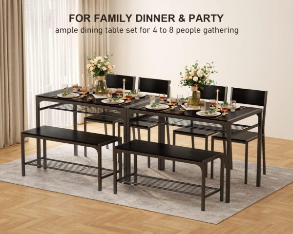 Gizoon Kitchen Table and 2 Chairs for 4 with Bench, 4 Piece Dining Table Set for Small Space, Apartment - Image 2