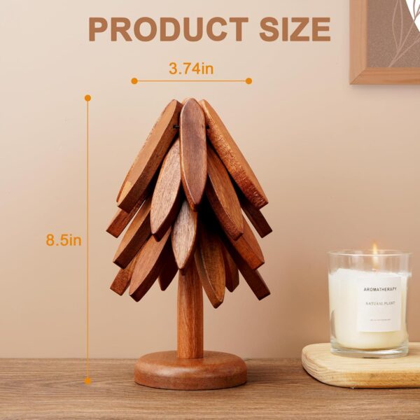 Tree Trivet Set - Foldable Wooden Tree Trivets for Hot Dishes, Set of 4 Heat-Resistant Coasters with Stand, Decorative Wooden Trivet Tree for Kitchen and Dining - Image 7