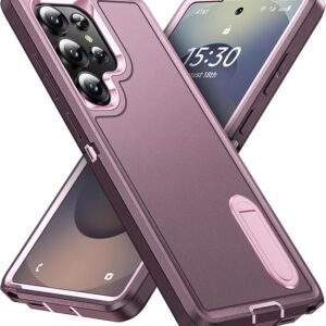 BaHaHoues for Samsung Galaxy S25 Ultra Case for Samsung S25 Ultra Phone Case with Built in Kickstand, Shockproof/DropProof Military Grade Protective Cover for Galaxy S25 Ultra (Night Purple/Baby Pink)