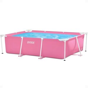 INTEX Metal Frame 7 ft x 5 ft x 23.5 in Above Ground Pool Set, Rectangular Swimming Pool with Steel Frame