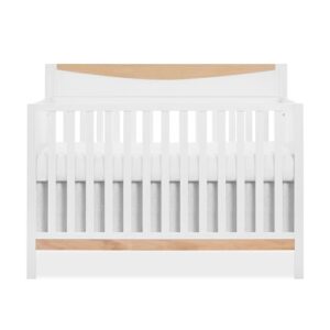 Dream On Me Emerson 5-in-1 Convertible Full-Size Baby Crib in White & Vintage Oak, GreenGuard Gold & JPMA, Converts to Toddler, Day, & Full-Size Bed, Non-Toxic Paint, Safe Sleep Environment