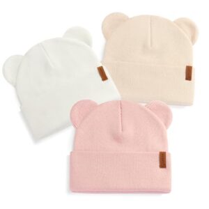 DANMY Baby Beanie Warm Winter Hat with Bear Ear for Infant Toddler Boys Girls Child Soft Knitted Skull Cap 6-36 Months