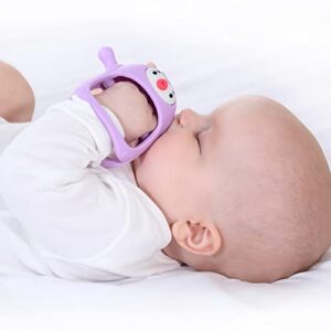 Smily Mia Penguin Teethers, Silicone TeethingToys for Babies 0-6Months, Baby Teethers for 3-6Months, Hand Teether for Infants, Teething/Teether Pacifiers for Infants, Light Purple