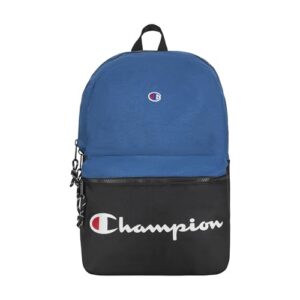 Champion Manuscript Backpack with Padded Adjustable Straps, Water Bottle Pocket for Work, Travel, Daily Use, Blue, One Size