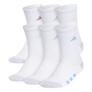 adidas Unisex Kids Crew Socks for Boys and Girls Youth (6-Pack) Athletic Cushioned and Comfortable, Tall Mid-Calf