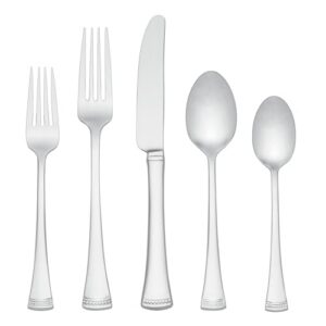 Lenox Silverware Set, Portola Mirror 20 Piece Flatware Set, Service For 4, 18/10 Stainless Steel, Dishwasher Safe, Flatware Cutlery Sets, Utensils, Knives Spoons and Forks, Home (Silver, 20 Pieces)