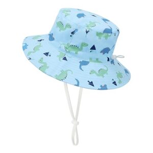 Durio UPF 50+ Baby Sun Hat Summer Sun Protection Wide Brim Soft Lining Beach Essential for Boys and Girls Toddler Bucket Hat D Blue Dinosaur 6-12 Months