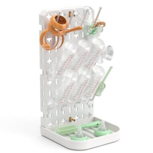 Baby Bottle Drying Rack Baby Bottle Holder Space Saving Bottle Dryer Rack Station Countertop Storage Organizer 12 Travel Bottle Drying Rack Vertical Breast Pump Part Plastic Bag Cup Dryer Tower White