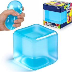 Ice Cube Squeeze Toys Squishy, Summer Sensory Stress Relief, Square Squeeze Ball, Slow Rise Sensory Fidget Toy (Blue)