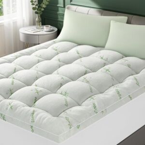 3 Inch Mattress Topper Queen- Viscose Made from Bambu,Cooling Soft Pillow Top Mattress Pad for Back Pain (60"x80")