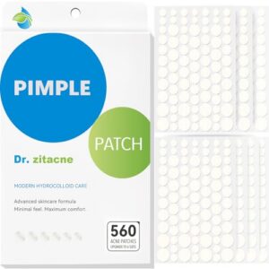 Pimple Patches for Face—Hydrocolloid Acne Patch, 6 Sizes (7/8/10/11/12/14 mm), 560 ct.—Tea Tree, Salicylic Acid & Centella-Invisible Waterproof Spot Dots, Absorb Fluid & Shrinking Zits and Whiteheads