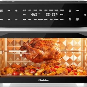 Beelicious 32QT Extra Large Air Fryer, 19-In-1 Air Fryer Toaster Oven Combo with Rotisserie and Dehydrator, Digital Convection Oven Countertop Airfryer Fit 13" Pizza, 6 Accessories, 1800w, Black
