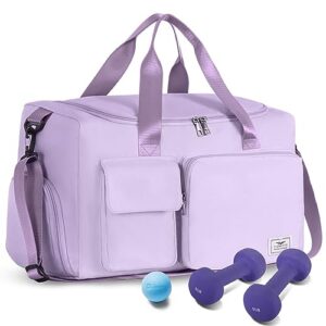 FIORETTO Women's Gym Duffle Bag with Shoes Compartment, 30L Capacity, Ideal for Travel, Gym, Sports, Duffel, Weekender, Lavender