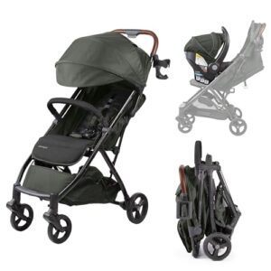 Ingenuity 3Dquickclose CS+ Compact Fold Stroller – Lightweight Stroller with Oversized Canopy, Extra-Large Storage and Compact Fold, Forest