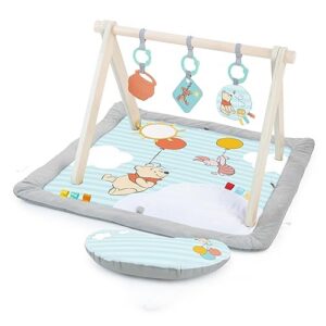 Bright Starts Disney Winnie THE Pooh Once Upon a Tummy Time Baby Play Mat, Tummy Time Mat and Play Gym, Blue, Newborn