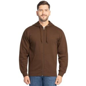 Fruit of the Loom Unisex Adult EverSoft Fleece Full Zip Hoodie Sweatshirt, Warm Mocha, Large