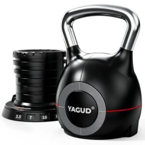 Yagud Adjustable Kettlebell for Strength Training, Quick-Change 3.5-22.5lbs Kettle Bells Weights Set with 7 Levels, Heavy Kettlebell Set for Home Gym, Swings & Full-Body Workouts