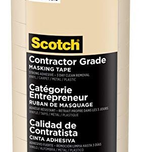 Scotch Contractor Grade Masking Tape, 0.94 inches by 60.1 Yards (540 Yards Total), 2020, 9 Rolls
