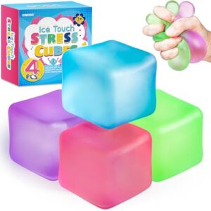 VISCOO 4 Pack Stress Cube,Slow Rising Ice Cube Stress Balls for Adults Kids