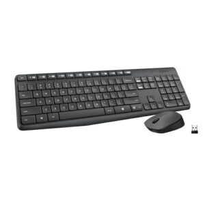 Logitech MK235 Wireless Keyboard and Mouse Combo for Windows, 2.4 GHz Wireless USB Receiver, 15 FN Keys, Long Battery Life, Compatible with PC, Laptop