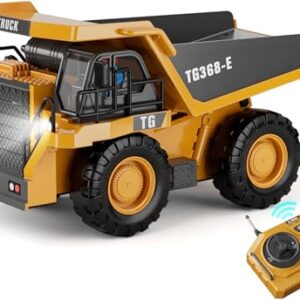 KIDMARKT RC Dump Truck Toy for Kids | 9-Channel Metal Construction Vehicle with Working Bed, Lights & Sounds, Rechargeable Remote Control Truck for Boys Ages 3-12, Durable STEM Gift for Birthday 2026