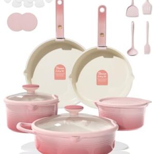 CAROTE 20pcs Titanium Cookware Set, Pots and Pans Set Detachable Handle