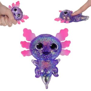 Puffwize Axolotl Squishy Toy, Cute Slow Rising Fidget Toy for Stress Relief, Soft Squeeze Sensory Toy for Kids and Adults, Handheld Stress Ball for Anxiety and Focus Big Ears Axolotl(Purple)