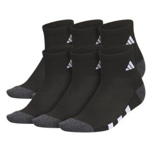 adidas Kids Cushioned Quarter Ankle Socks for Boys and Girls (6 Pairs) Durable & Comfortable, Black/Onix Grey/White, L