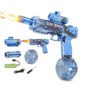 Electric Water Gun for Adults & Kids,Automatic Squirt Guns with Flashing Muzzle,32FT Long Range Transparent Water Blaster,Summer Outdoor Pool Beach Toy Gifts for Backyard Games(Blue)