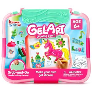 JOVA Klever Kits Gel Art Drawing Board- Window Craft and Stickers, Arts and Crafts for Kids 6 7 8 9 10, Window Clings Making Kits with 2 Tracing Pens and Storage Case, Educational Gifts for Toddler