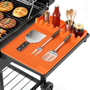 SmartKempt Silicone Grill Mats for Outdoor Grill - Heat Resistant Griddle Mat for BBQ Tools & Griddle Accessories, Easy to Clean Reusable Side Shelf Pad for Cooking, Grilling, Kitchen Counter (Orange)