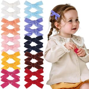 CÉLLOT Velvet Hair Bows for Baby Girls in Pairs,Baby bow with Fully Lined Hair Clips Hair Accessories for Toddlers Infants,20 Pieces