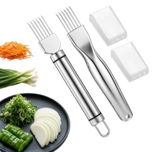 Nogeqi 2 Pcs Green Onion Slicer, Shred Silk The Knife, Green Onion Cutter Vegetable Chopper, Professional Scallion Shredding Tool for Kitchen Garlic Ginger