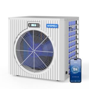 WARMBLU H7 Swimming Pool Heat Pump 27,000BTU 7,500 Gal High Efficiency COP5.2 Energy Save 45% Above Smart WiFi Control 110V