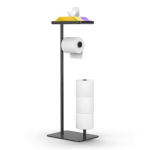 Day Moon™ - Toilet Paper Holder - Modern Roll Holder for Bathroom - 1 Pack - Free Standing - with Shelf, Black