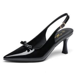 Athlefit Women's Closed Toe Heels Slingback Pumps Dress Shoes Black 9