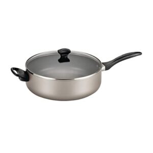 Farberware Dishwasher Safe Nonstick Aluminum Jumbo Cooker Chef's Pan with Lid and Helper Handle, Kitchen Cookware, 6-Quart, Champagne