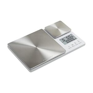 KitchenAid KQ909 Dual Platform Digital Kitchen and Food Scale, 11 Pound Capacity and Precision 16oz Capacity, White with Stainless Steel