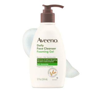 Aveeno Daily Foaming Gel Facial Cleanser, Fragrance Free, 12 fl. oz