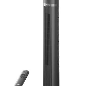 PELONIS 40 inch Bladeless Tower Fan for Bedroom, Standing Fan with Remote Control, 26ft/s, 90° Oscillation, 3 Speed Settings, 27 Db, 3 Modes, 15-Hour Timer, LED Display, Fan that Blows Cold Air, Grey