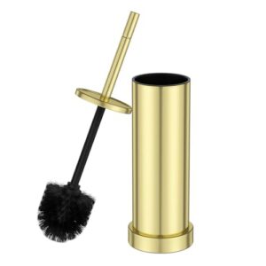 304 Stainless Steel Toilet Brush and Holder Set, Toilet Bowl Brush and Holder, Heavy Duty with Long Handle, Removable Inner Bowl and Splash Protection for Bathroom