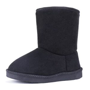 FANTURE Toddler Snow Boots for Girls Boys Winter Warm Fur Lined Kids Non Slip Outdoor Shoes (Toddler/Little Kid) U421ELTX03-Black-25