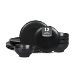 Stone Lain Rio 12-Piece Dinnerware Set Stoneware, Black