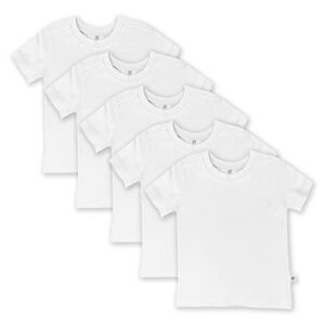 HonestBaby 5-Pack Short Sleeve T-Shirts for Baby, Toddler, Little Kid, Boy, Girl, Unisex, Bright White, 6-9 Months