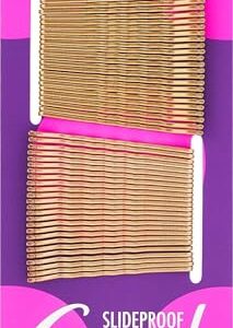 Goody SlideProof Bobby Pins - 50 Ct, Metallic Blonde, High Gloss Bobby Hair Pins for Styling, Lock In Style, Comfortable, Pain-Free Hair Accessories for Women & Men, All Hair Types