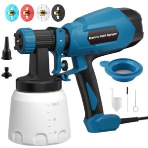 WIBENTL Paint Sprayer, Electric Spray Paint Gun, 3 Modes & 4 Brass Nozzles