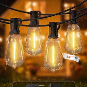 Pesken Outdoor String Lights Waterproof, 54FT Dimmable Patio Lights with 24+1 Shatterproof Edison Bulbs, 2700K ST38 LED Outdoor Hanging Lights for Gazebo, Backyard, Balcony, Garden, Party Decor