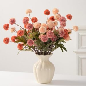 Fanfantoey 8 Steam Fake Mums Flowers for Vase, Silk Kiku for Indoor