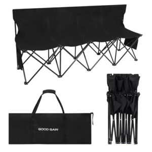 G GOOD GAIN Portable Soccer Bench,Team Bench Soccer 4 Seats with Bag,Black