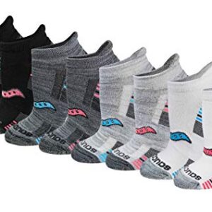 Saucony Women's 8/16 Pairs Performance Heel Tab Athletic Socks, Grey Fashion (8 Pairs), Large